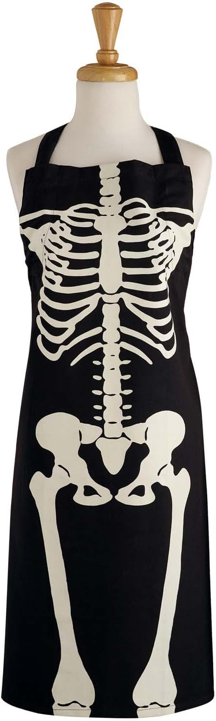Dreadful Delights Halloween Cooking Apron Oven Mitt Set Skeleton 2 Piece