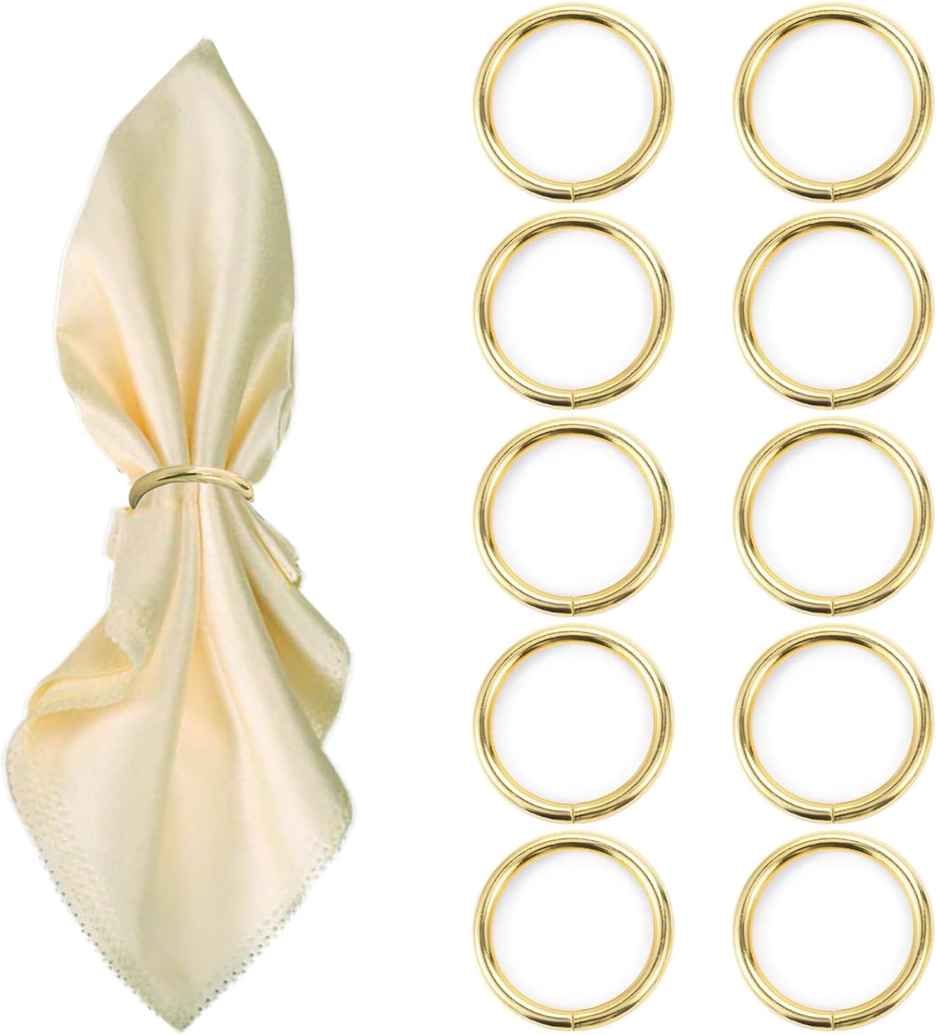 Stainless Steel Gold Napkin Rings 10-Piece Set for Dining Events