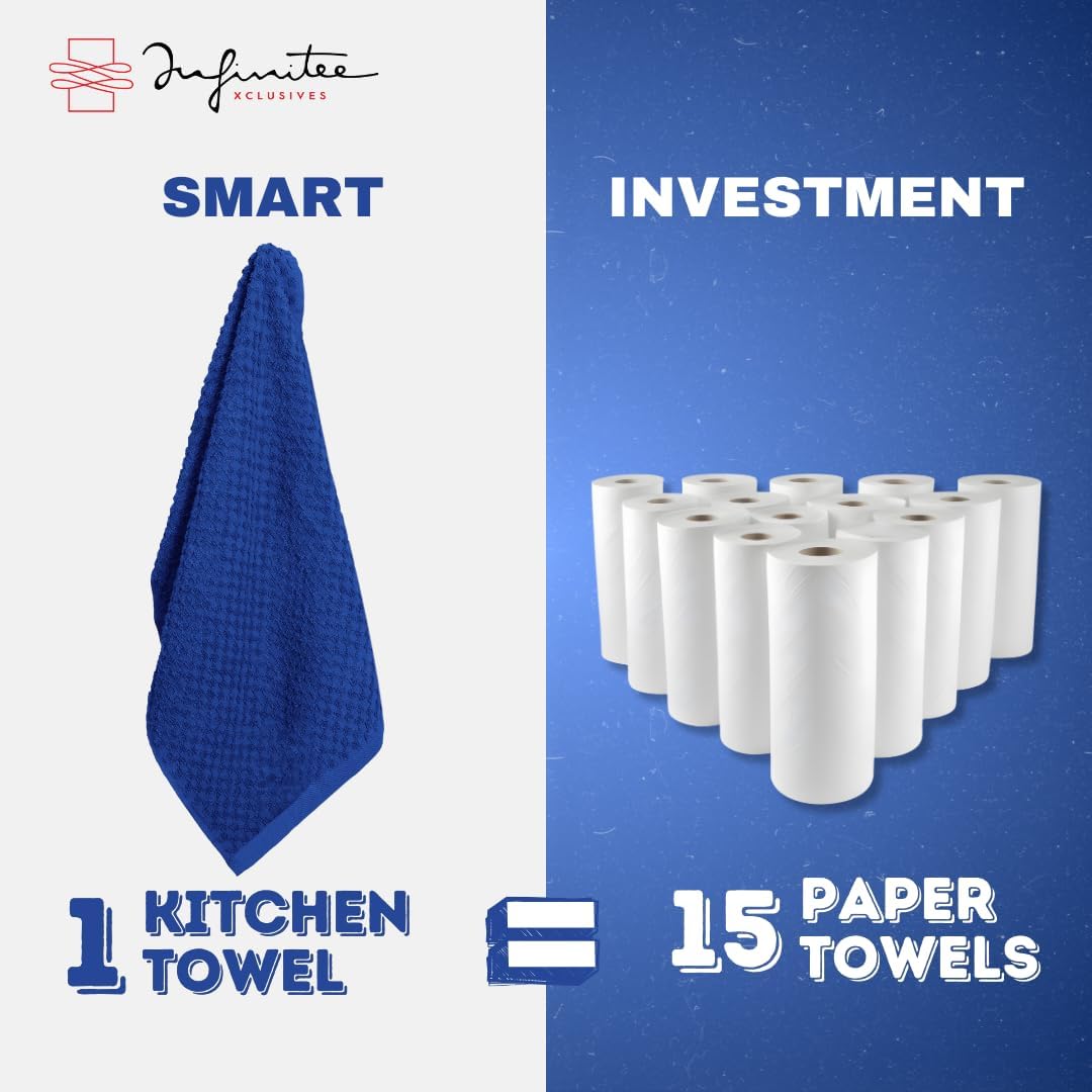 Premium 100 Cotton Kitchen Towels - Ultra Soft Absorbent 15x25 Inch Dish Towels