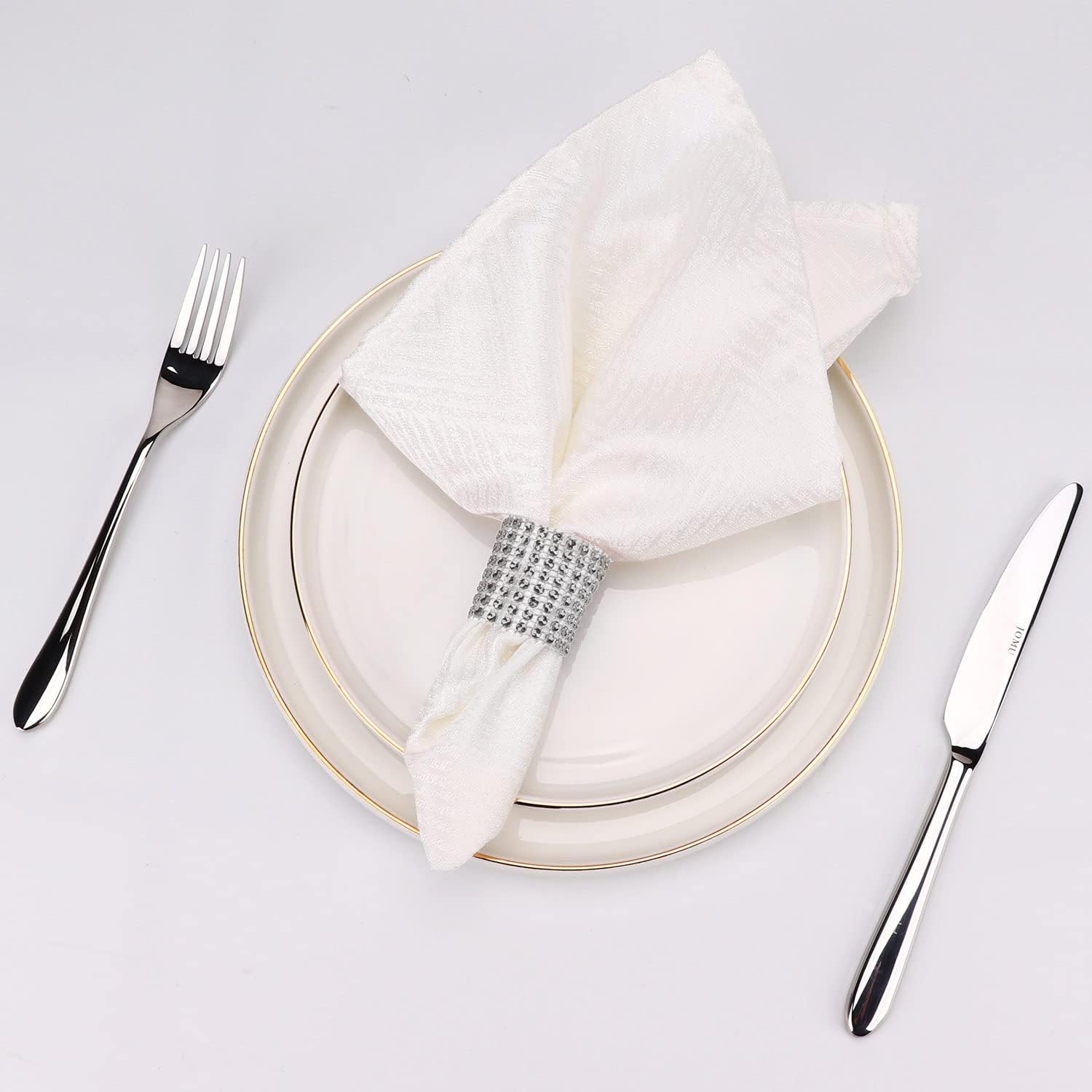 Elegant 150-Piece Silver Napkin Rings with Bling