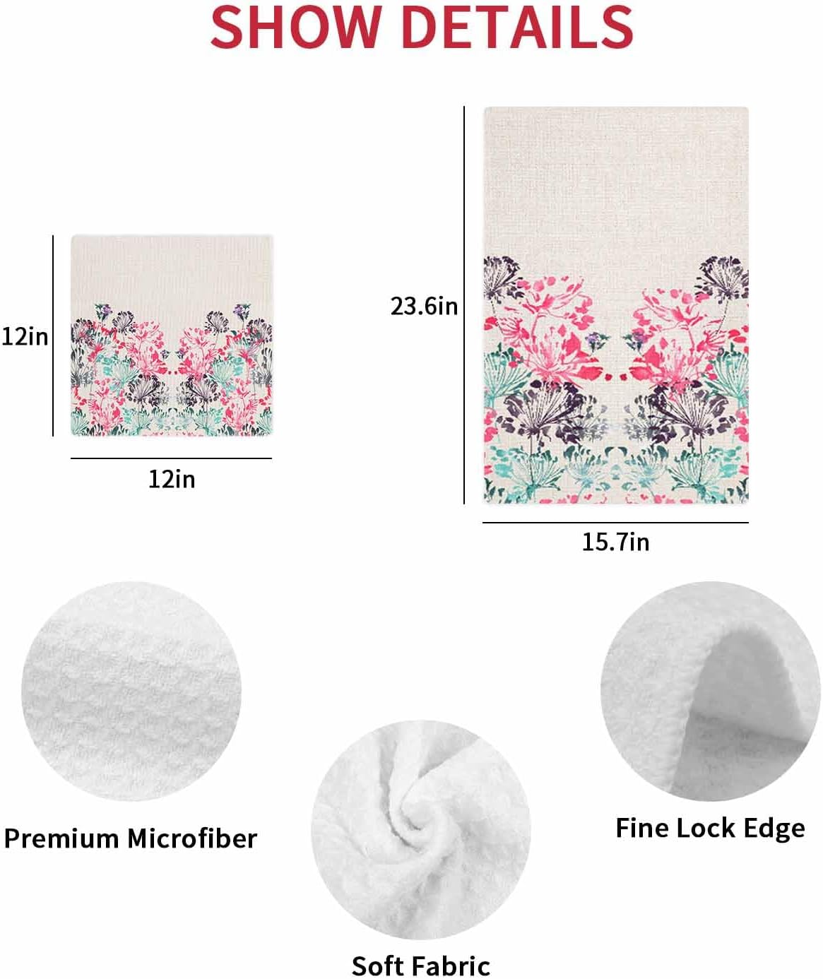 Multicolor Waffle Weave Dish Towel Set 2 Pieces