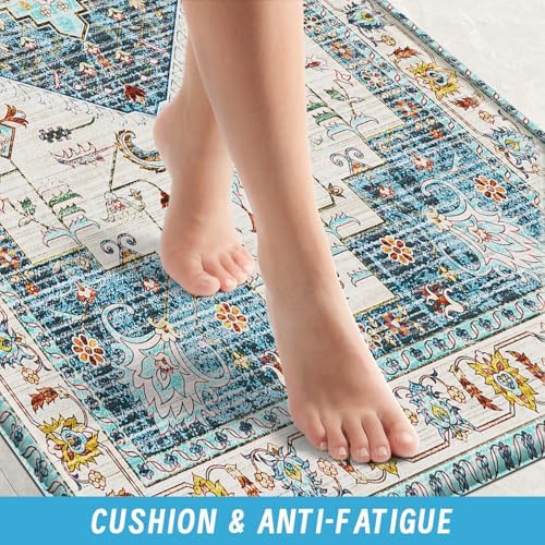 HappyTrends Boho Anti-Fatigue Kitchen Mat Set for Ergonomic Comfort