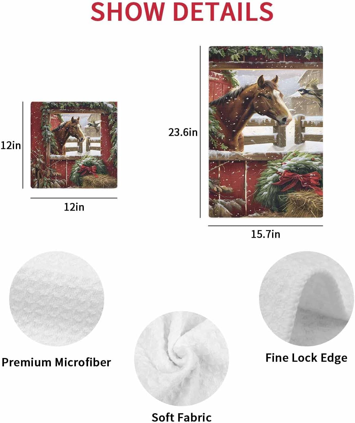 Habtucy 12x12 Waffle Dish Towels Perfect for Christmas Harvest Red 2-Pack