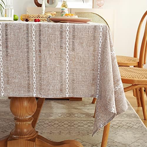 Stylish 60x84 inches Farmhouse Style Linen Tablecloth for Rectangle Tables