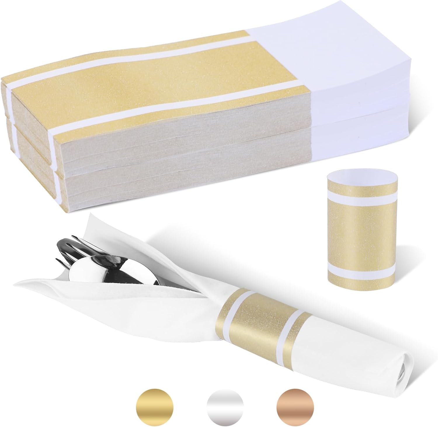 Germiwipe 200PCS Matte Gold Silverware Napkin Rings