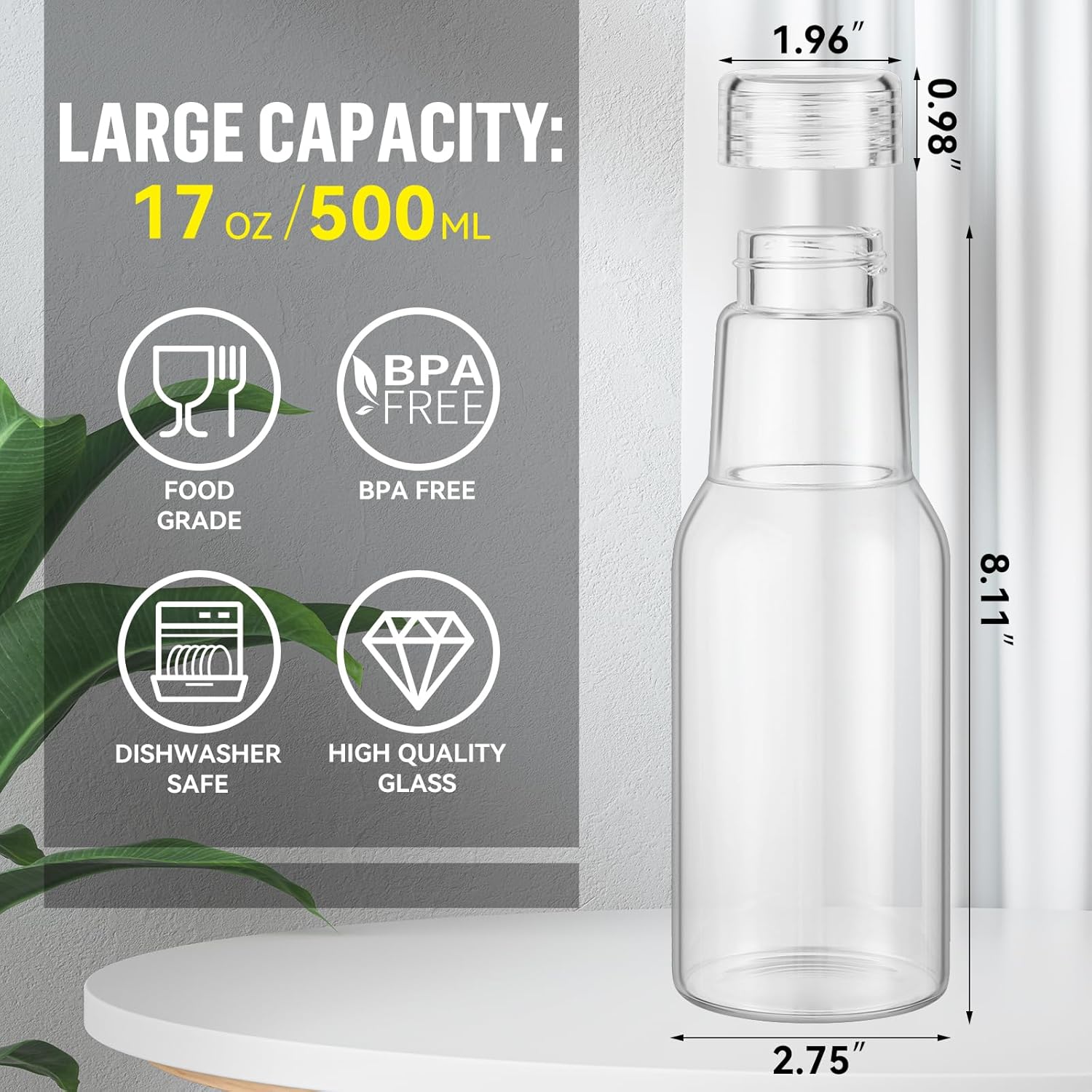 17oz Glass Bottles with Lids - High-Quality Storage Solutions
