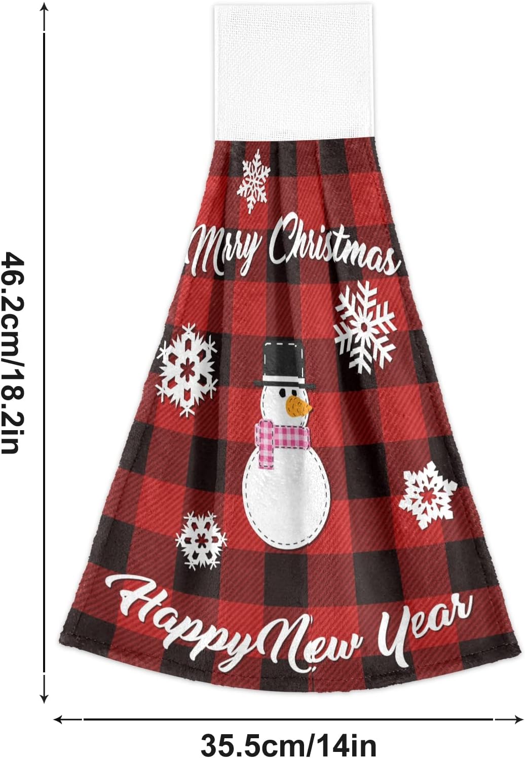 Aslsiy Christmas Snowman Plaid Kitchen Towel Set of 2