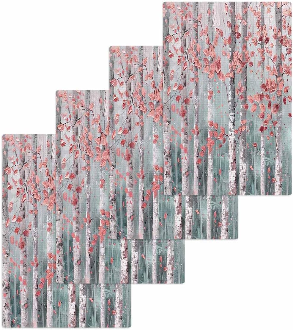 Pink Tree Leaves Hand Towels Set