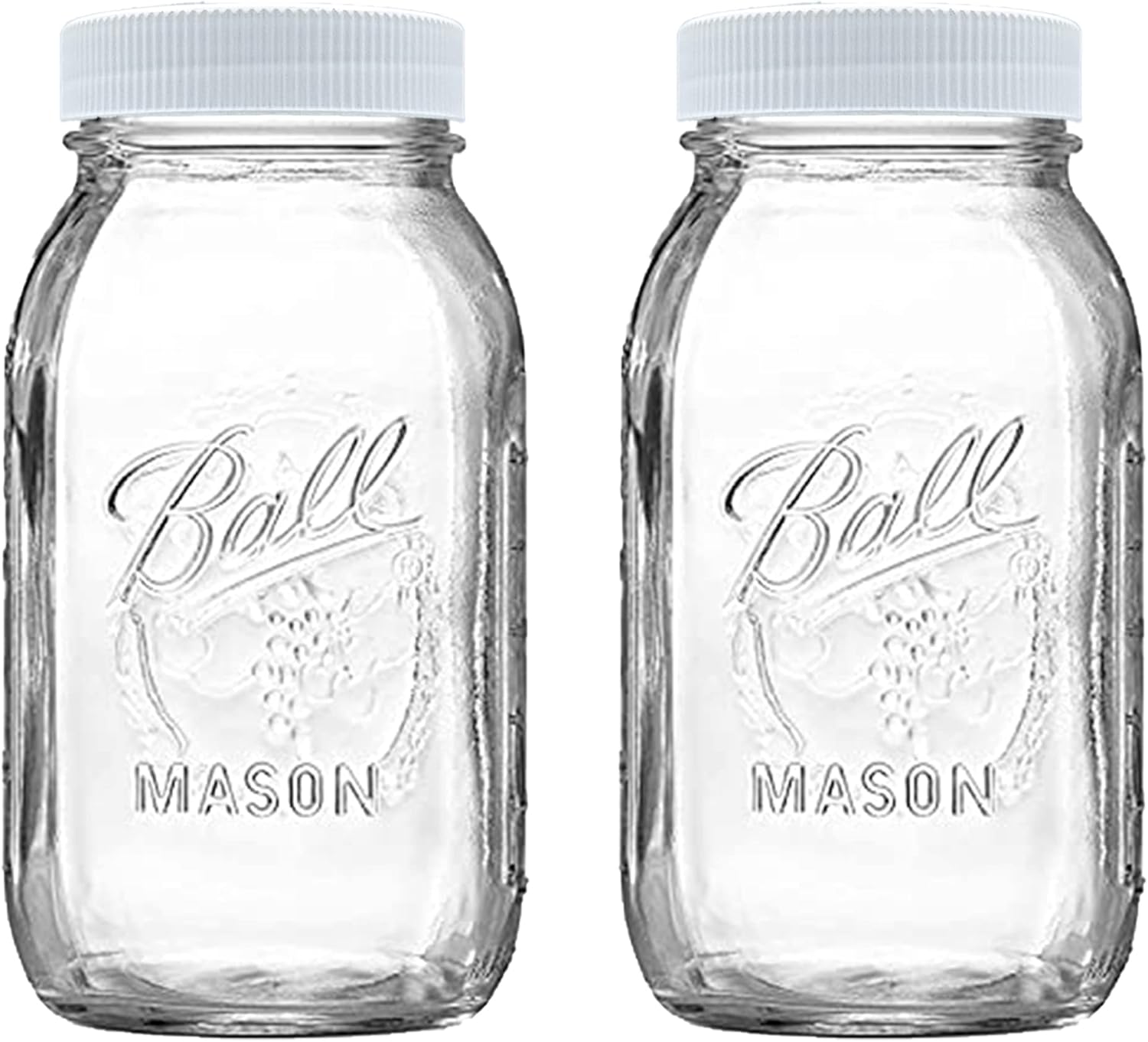 Pack of 2 32 oz Zestier Mason Jars with White lids