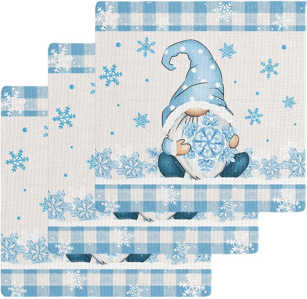 Christmas Blue Dish Towels Set