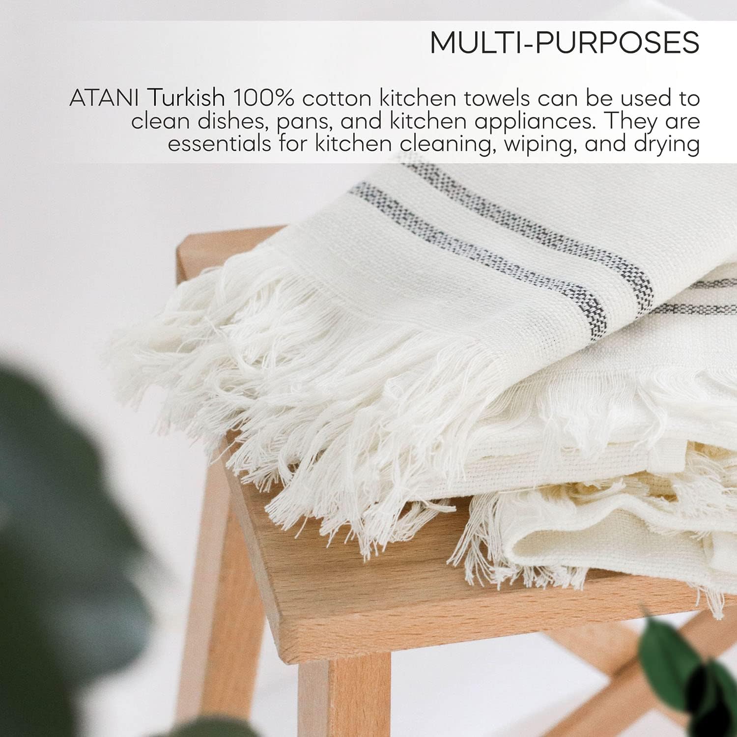 ATANI Turkish Kitchen Towels 3 Set Pure Turkish Cotton Quick-Dry Dish Towels