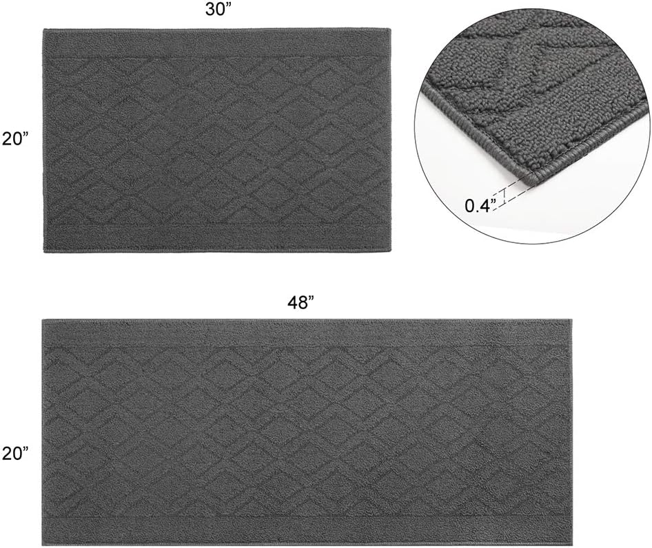 COSY HOMEER 48x20 Inch Kitchen Rug Mat Set Grey