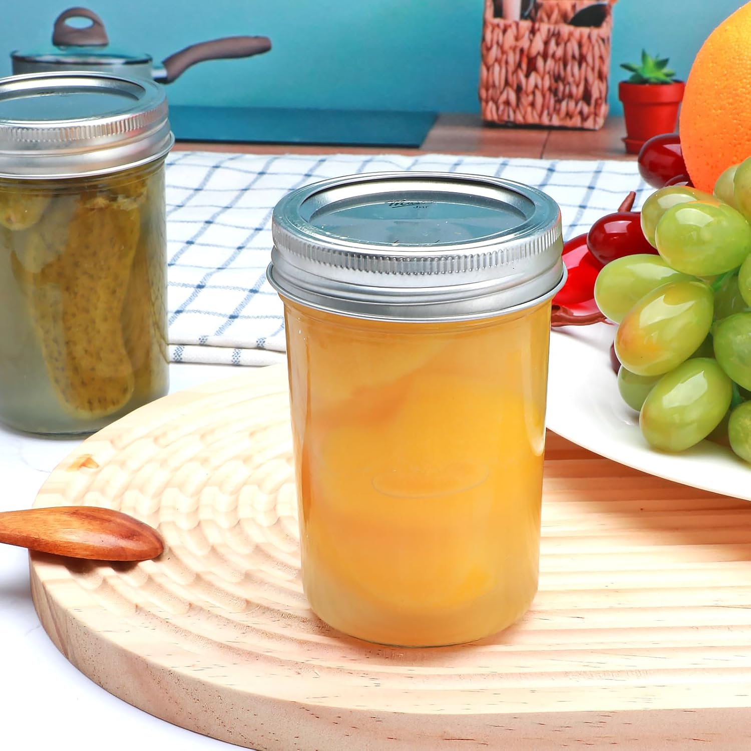 Mason Jars 8 oz Set of 30 Regular Mouth Airtight Lids BPA Free