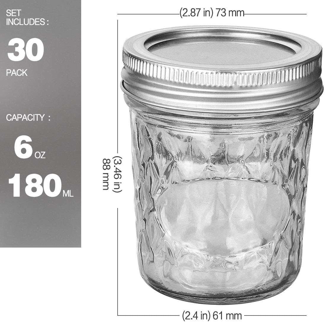 VERONES Mason Jars for Preserving Canning - 30 Pack