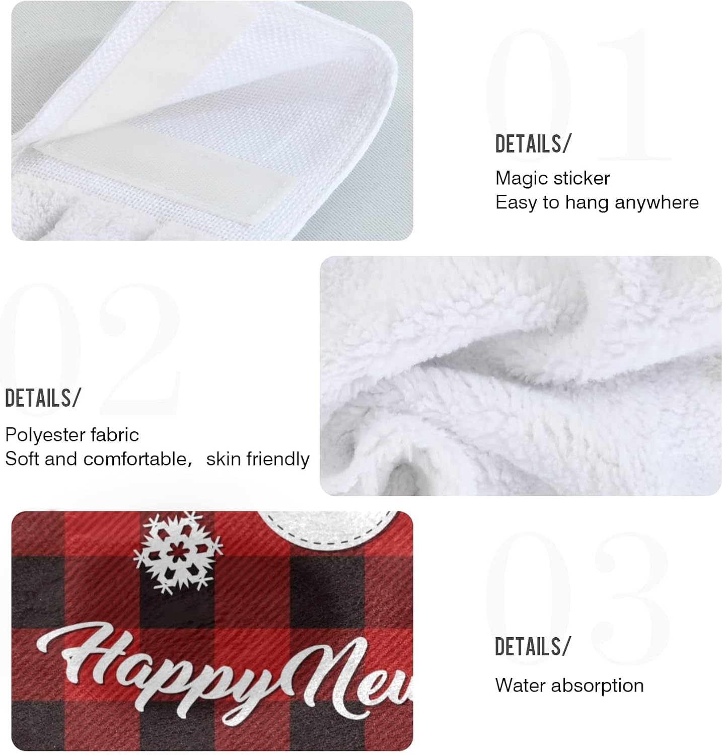 Aslsiy Christmas Snowman Plaid Kitchen Towel Set of 2