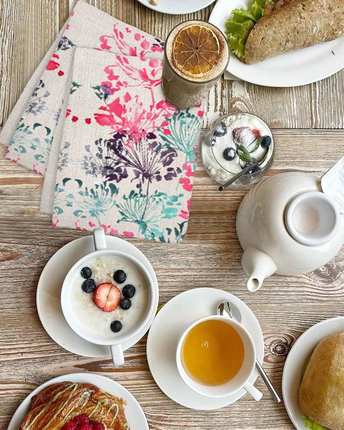 Multicolor Waffle Weave Dish Towel Set 2 Pieces