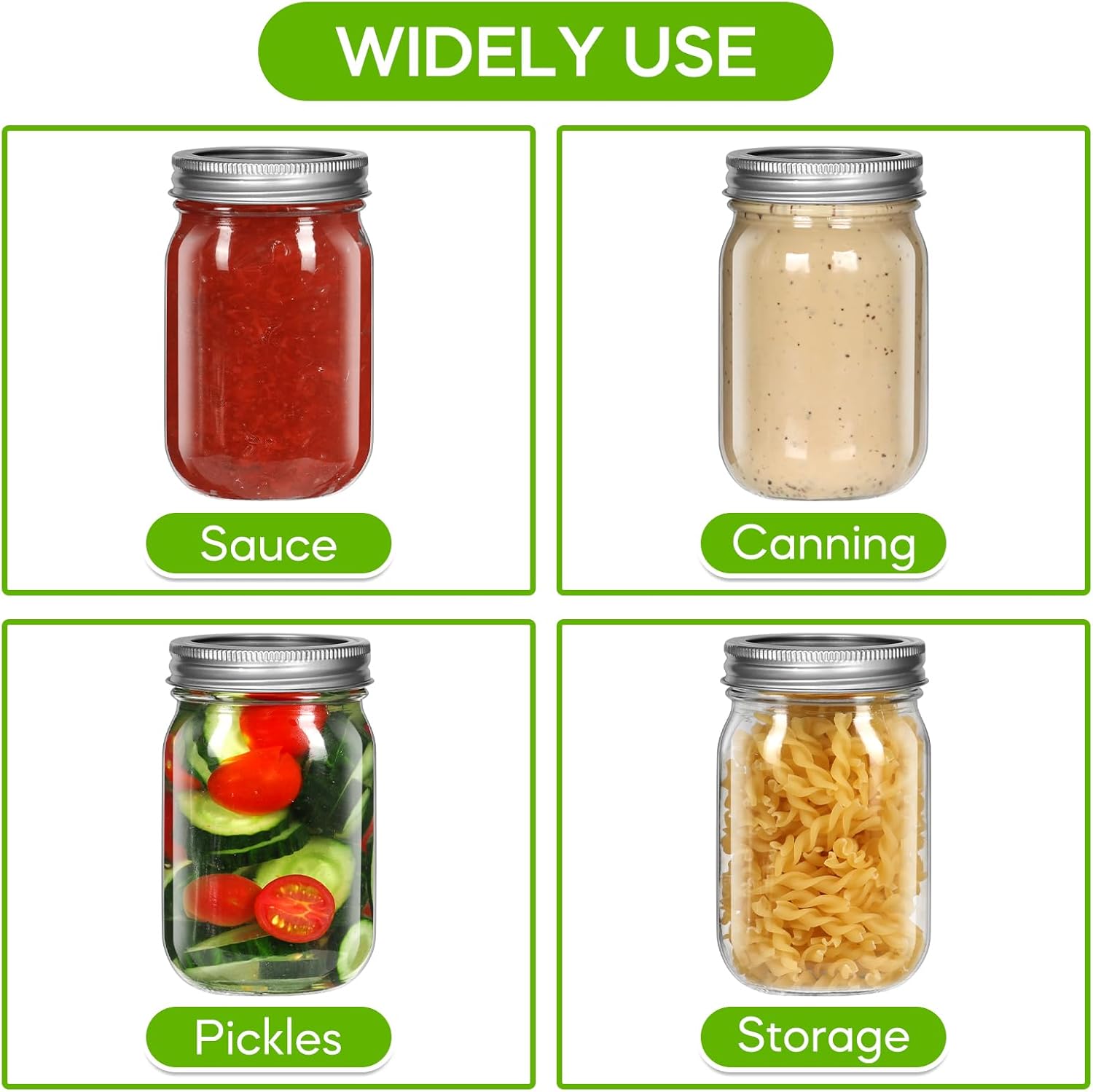 8 x 12 oz Glass Mason Jars