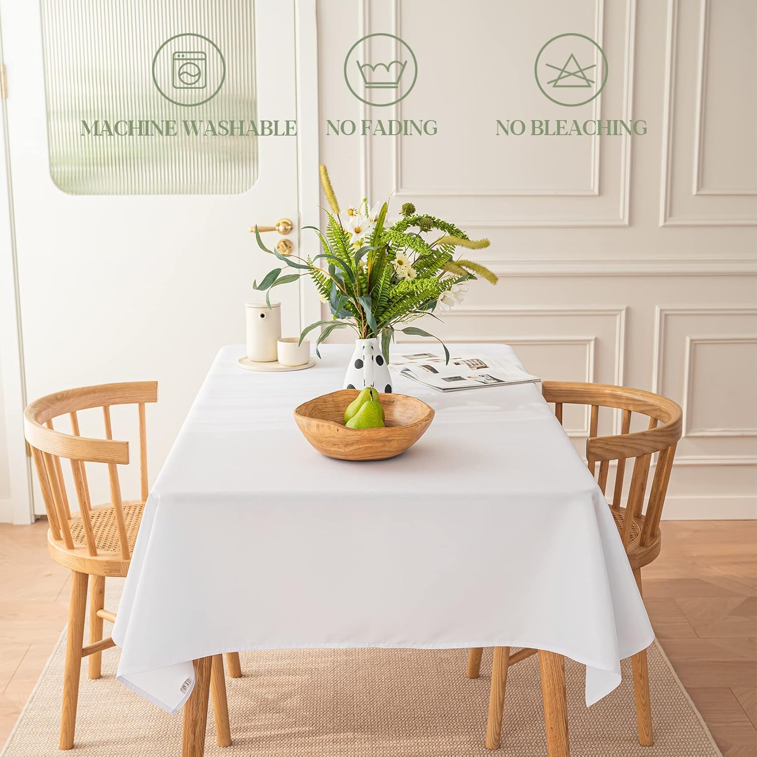 Sturdy White Tablecloth for 6-Foot Tables