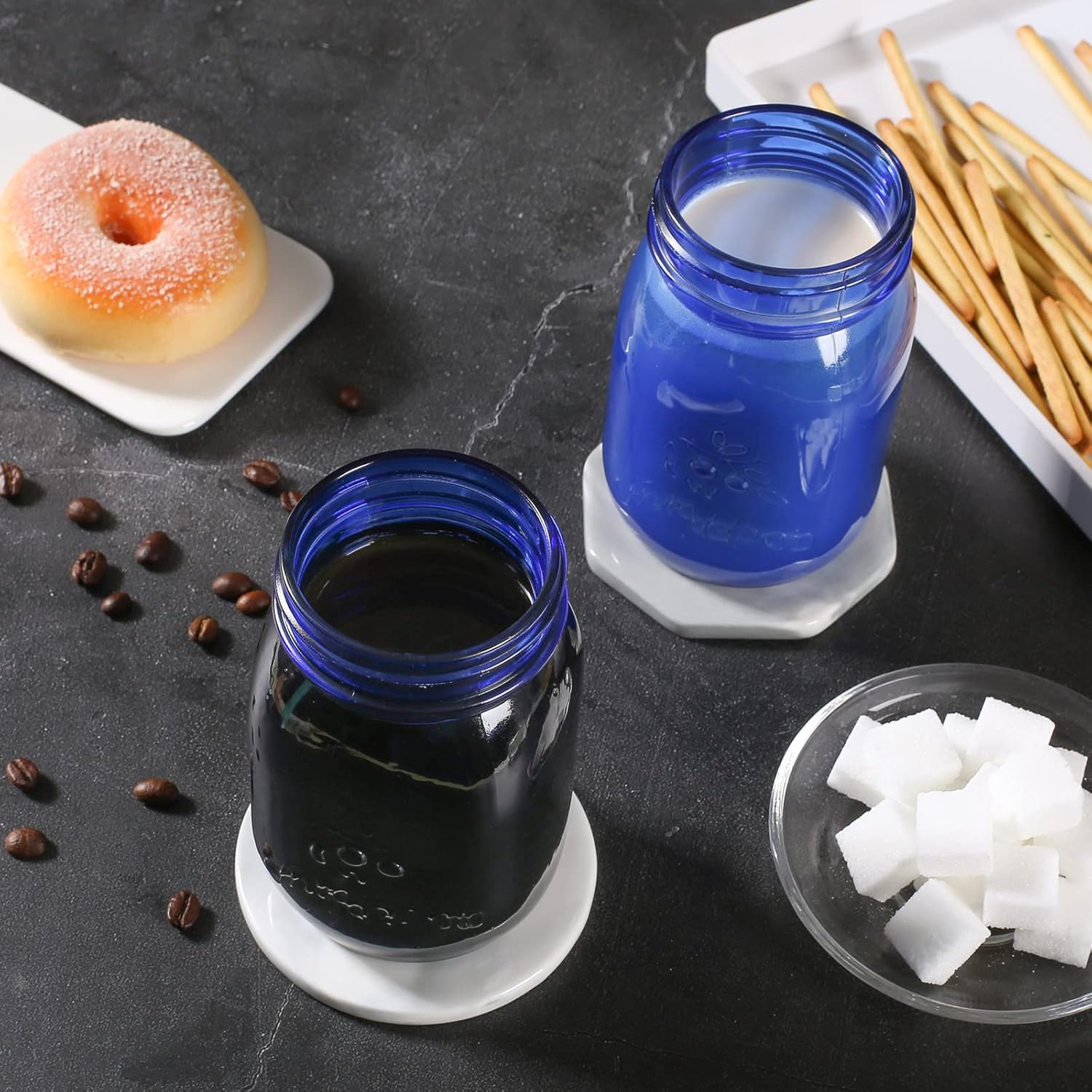 Amzcku 6-Pack Blue Mason Jars for Canning Storage