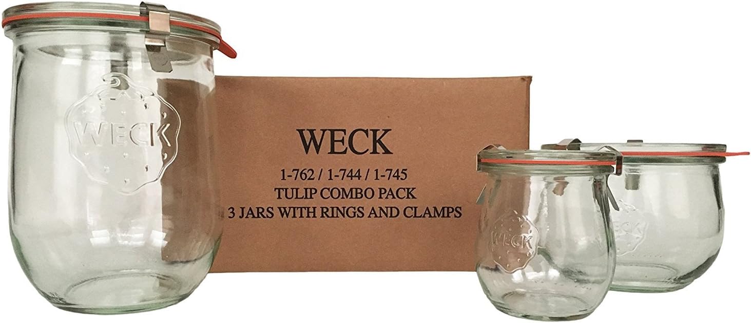 Weck Tulip Jar Combo Pack with lids rings and clamps