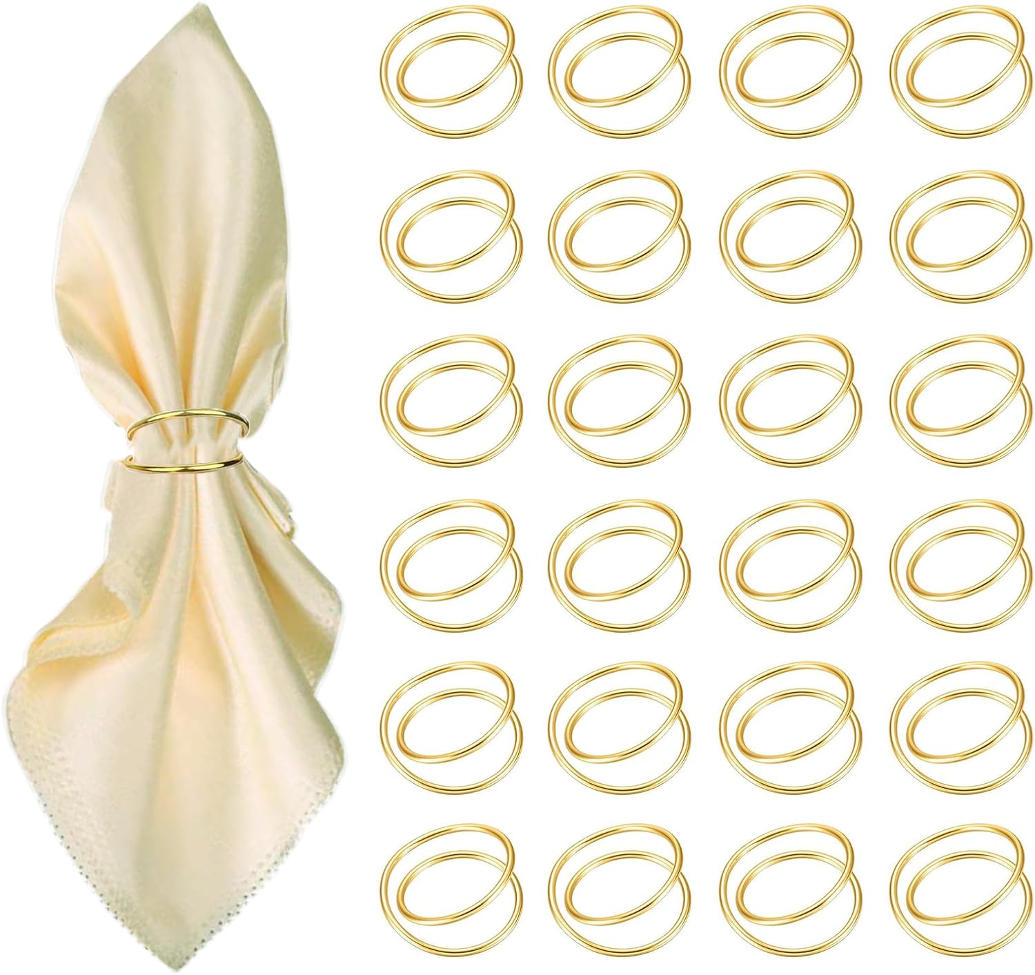 Versatile Gold Napkin Rings 24-Pack