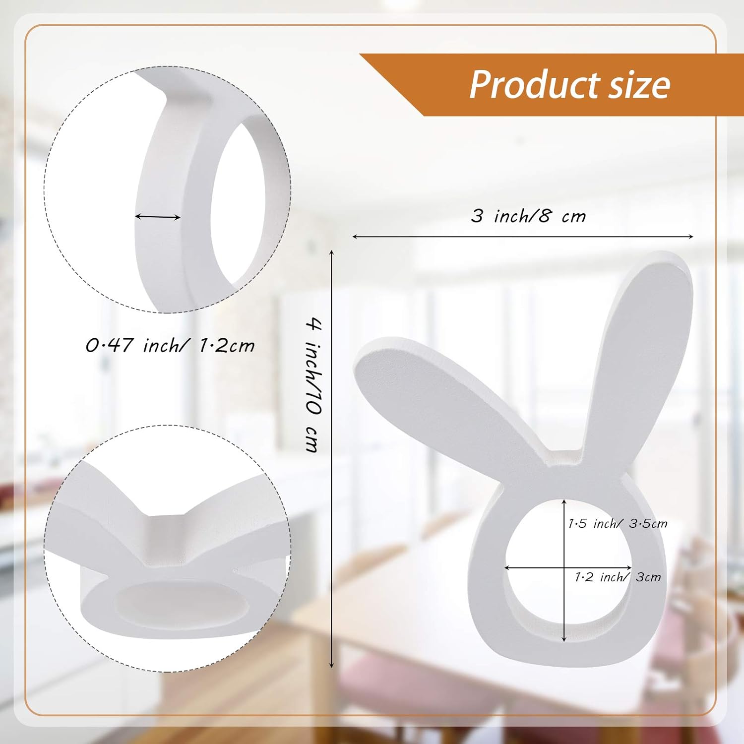Patelai 8-Piece Easter Bunny Napkin Rings
