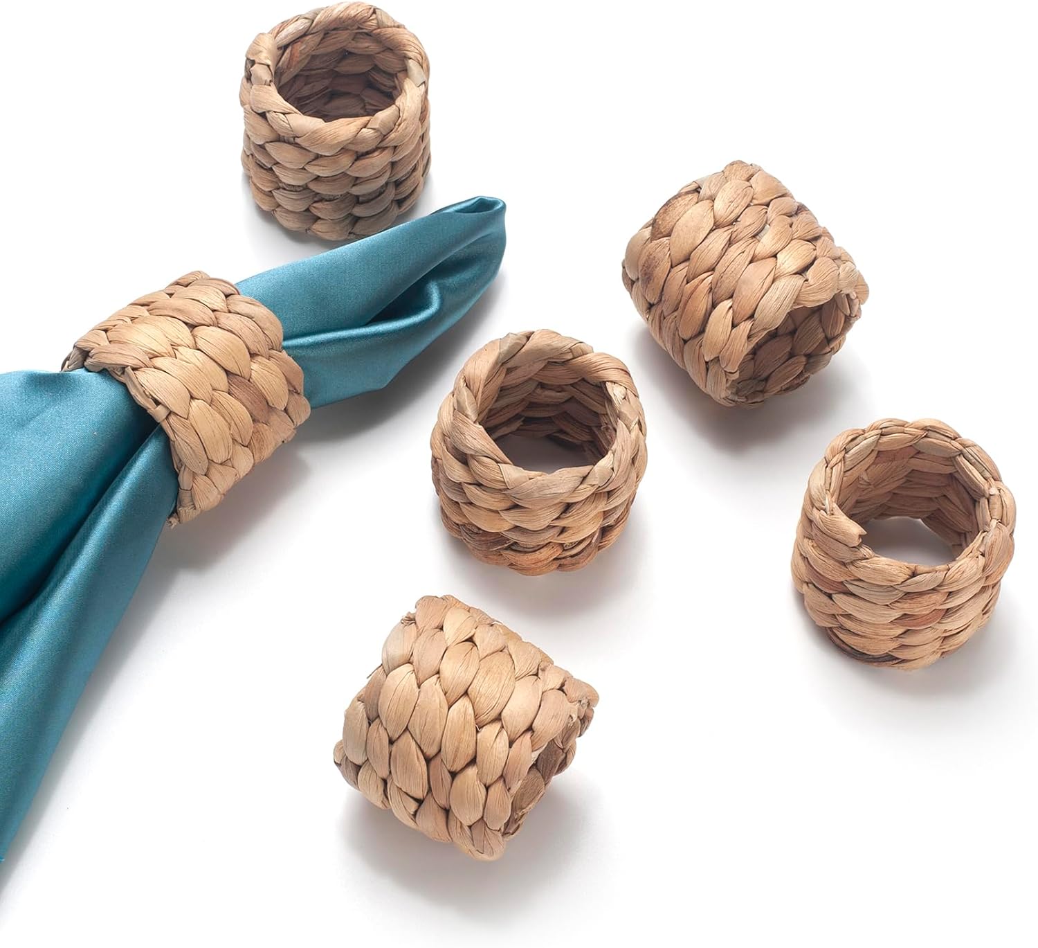 Handmade Water Hyacinth Napkin Rings Set of 6