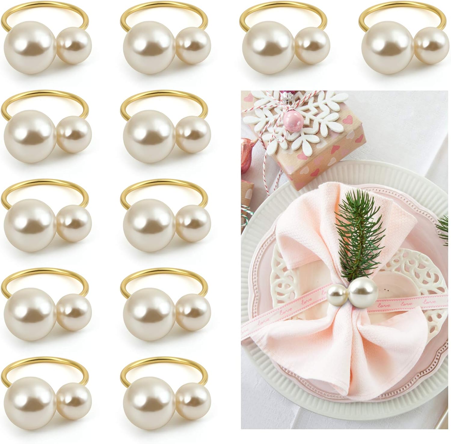 12-Piece Set of Elegant Gold Napkin Rings