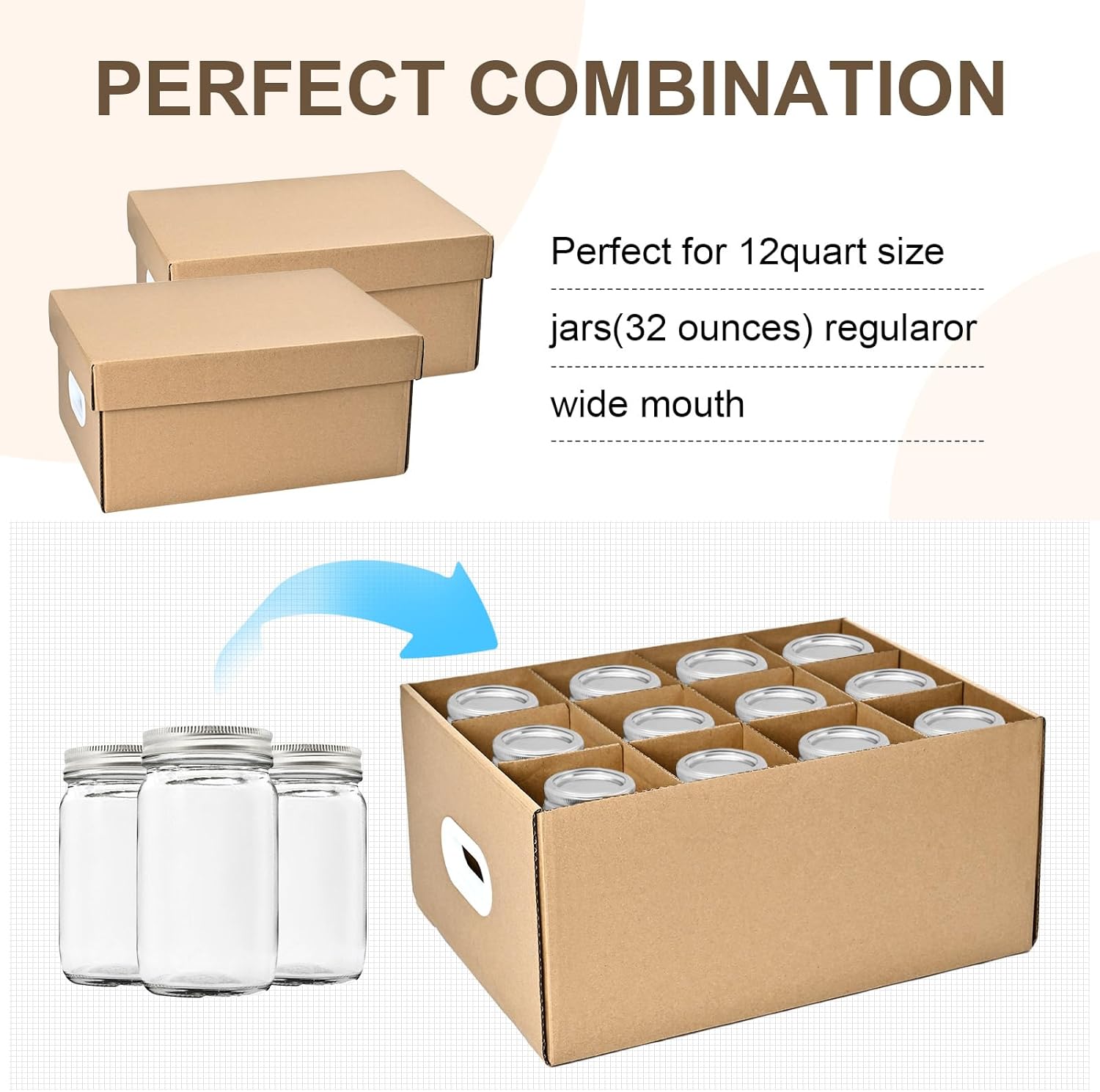 Mason Jar Storage Boxes 6 Pc