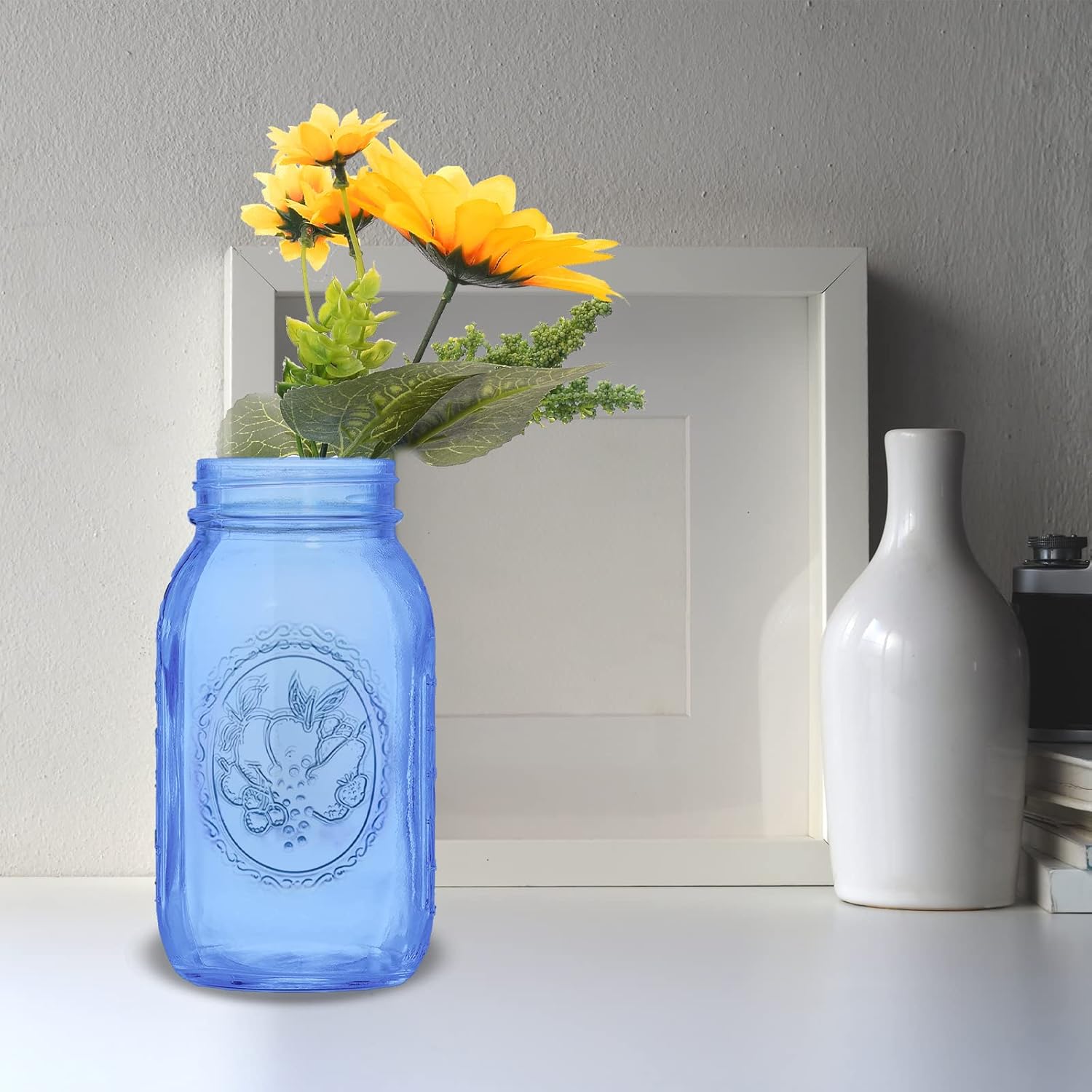 ElegantBlue 6-Piece Mason Jars