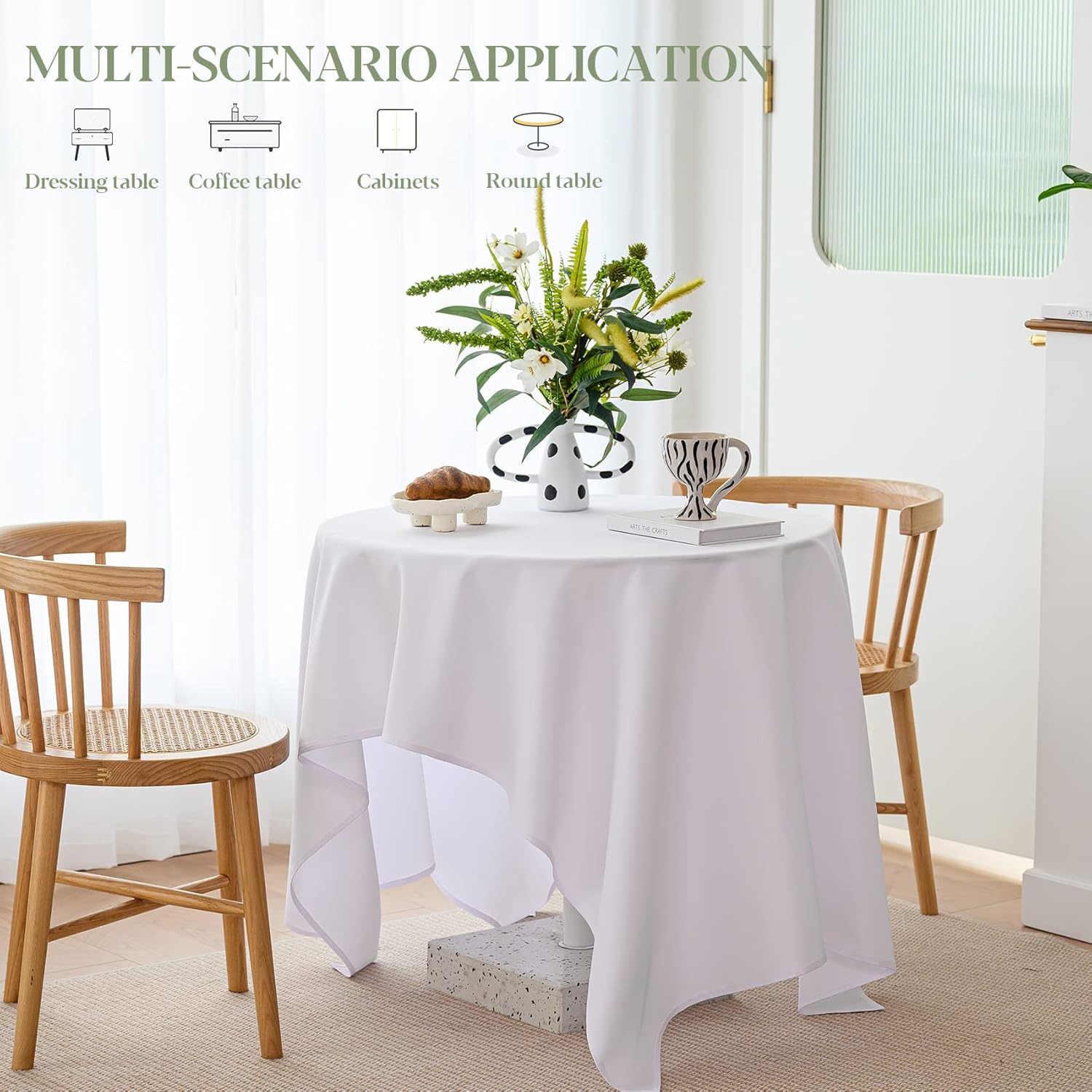 Sturdy White Tablecloth for 6-Foot Tables