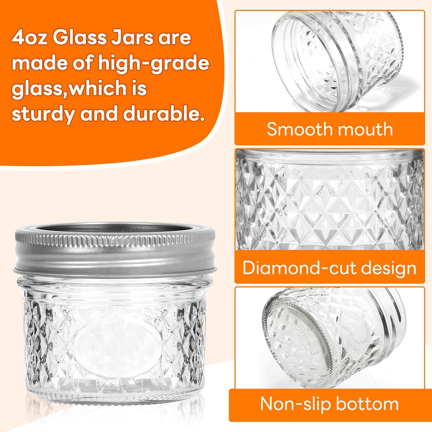 TOEKSIX Mini Mason Jars 4 oz 40 Pack