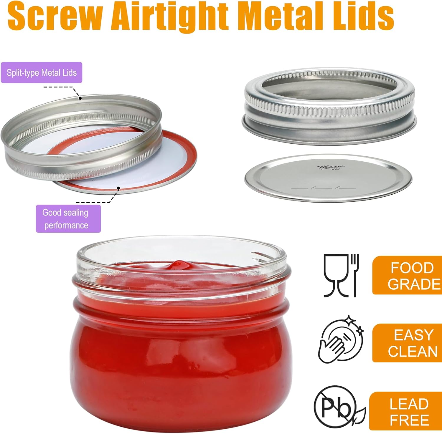 40-Piece Mason Jar Set Glass Storage Jars with lids