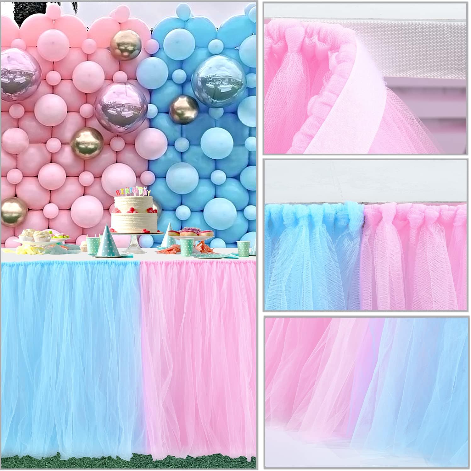 Gogoparty 9FT Tutu Table Skirt for Baby Showers and Party