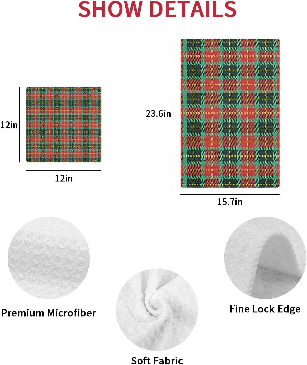 Quick-Dry Buffalo Plaid Waffle Towels for Kitchen More