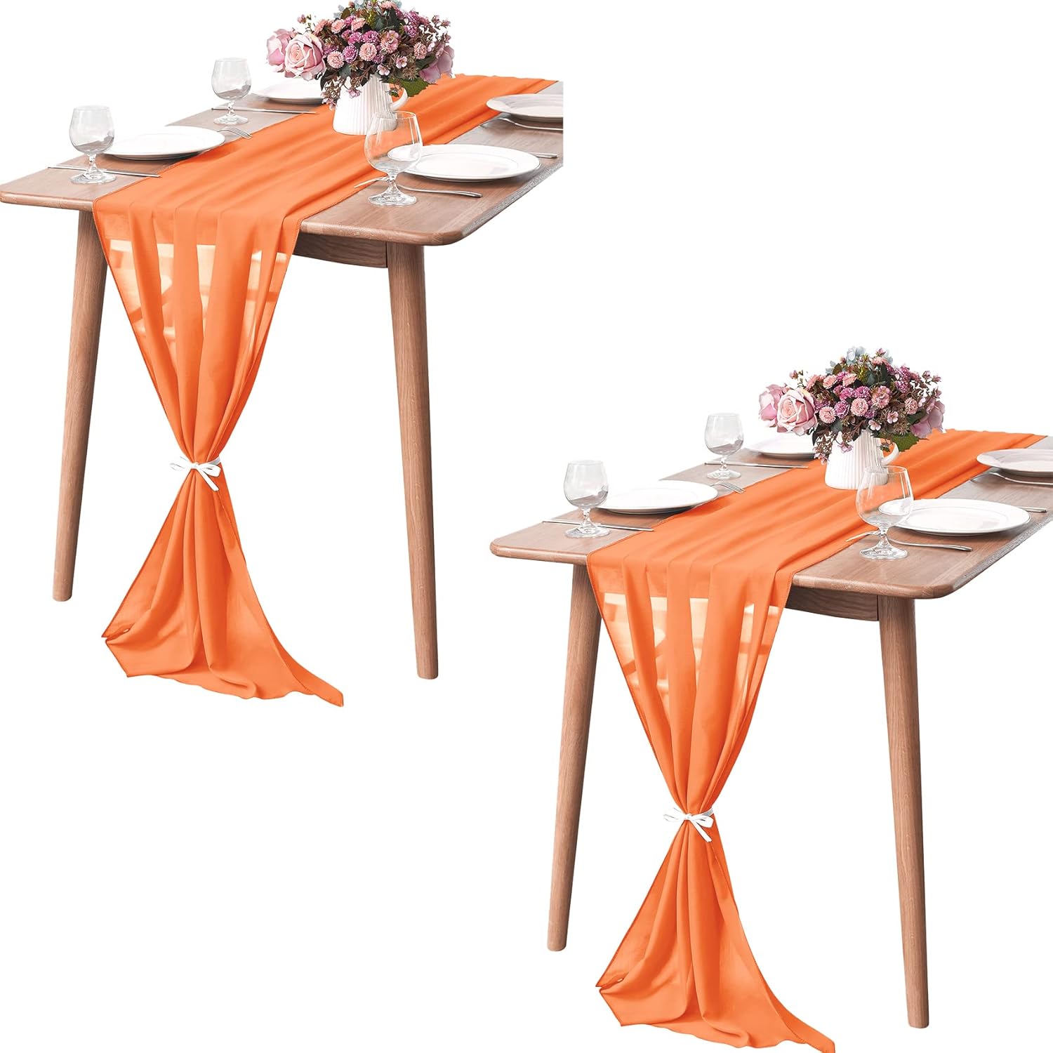 2 Pack Chiffon Table Runner for Weddings