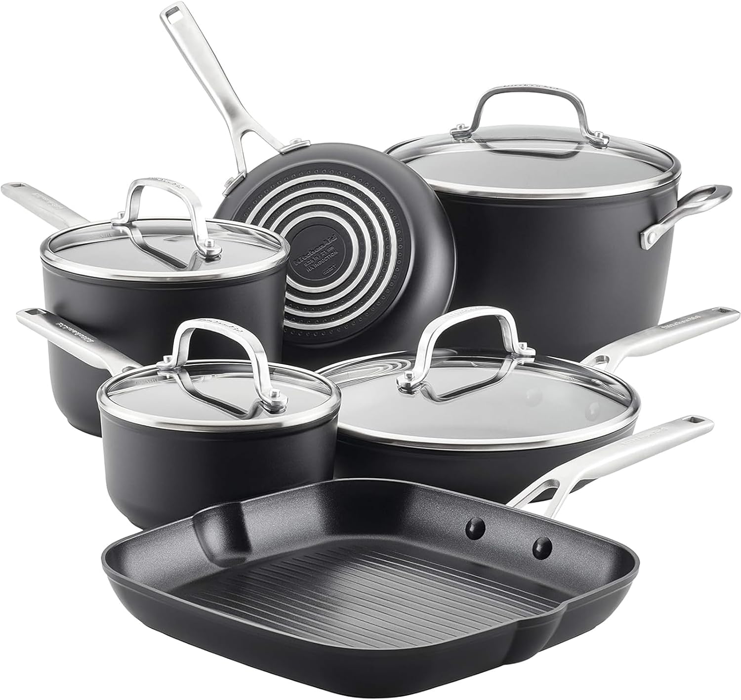 KitchenAid Hard Anodized 10-Piece Cookware Set Matte Black