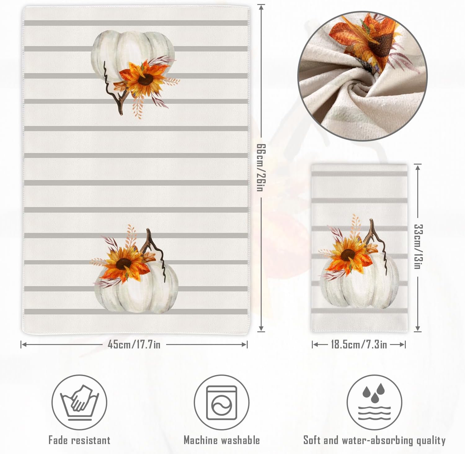 Pumpkin Party Kitchen Towels 18x26 inch Soft Durable