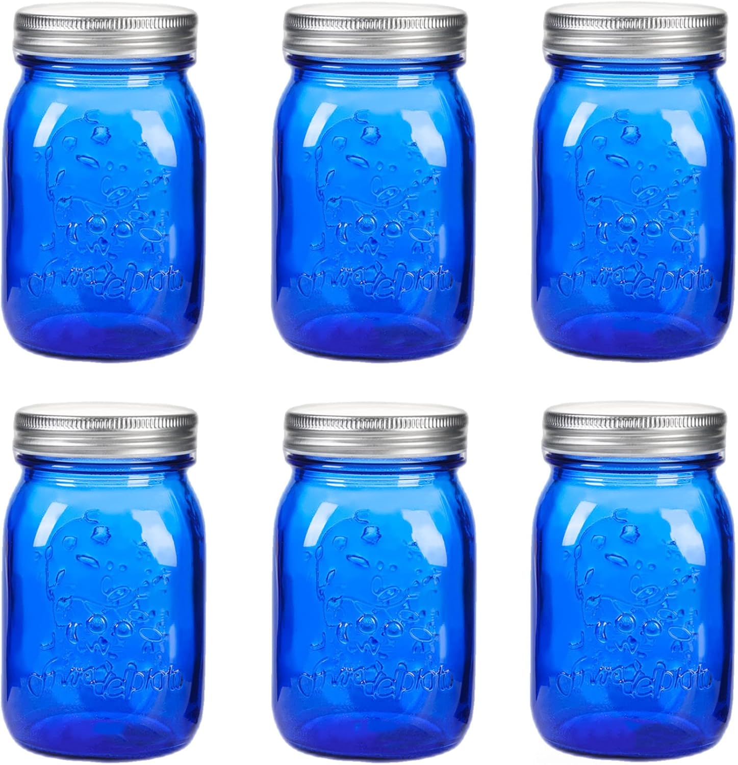 Amzcku 6-Pack Blue Mason Jars for Canning Storage