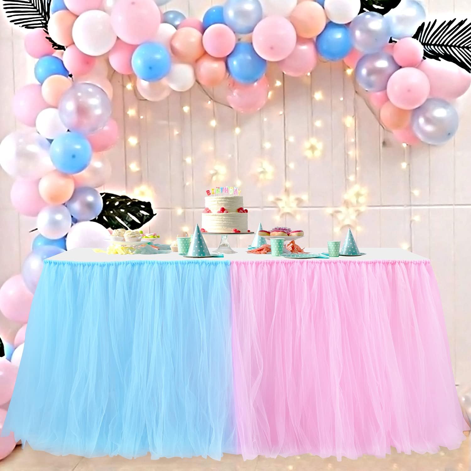 Gogoparty 9FT Tutu Table Skirt for Baby Showers and Party