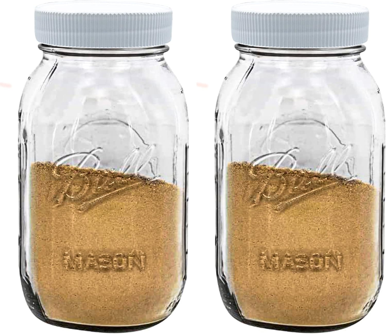 Pack of 2 32 oz Zestier Mason Jars with White lids