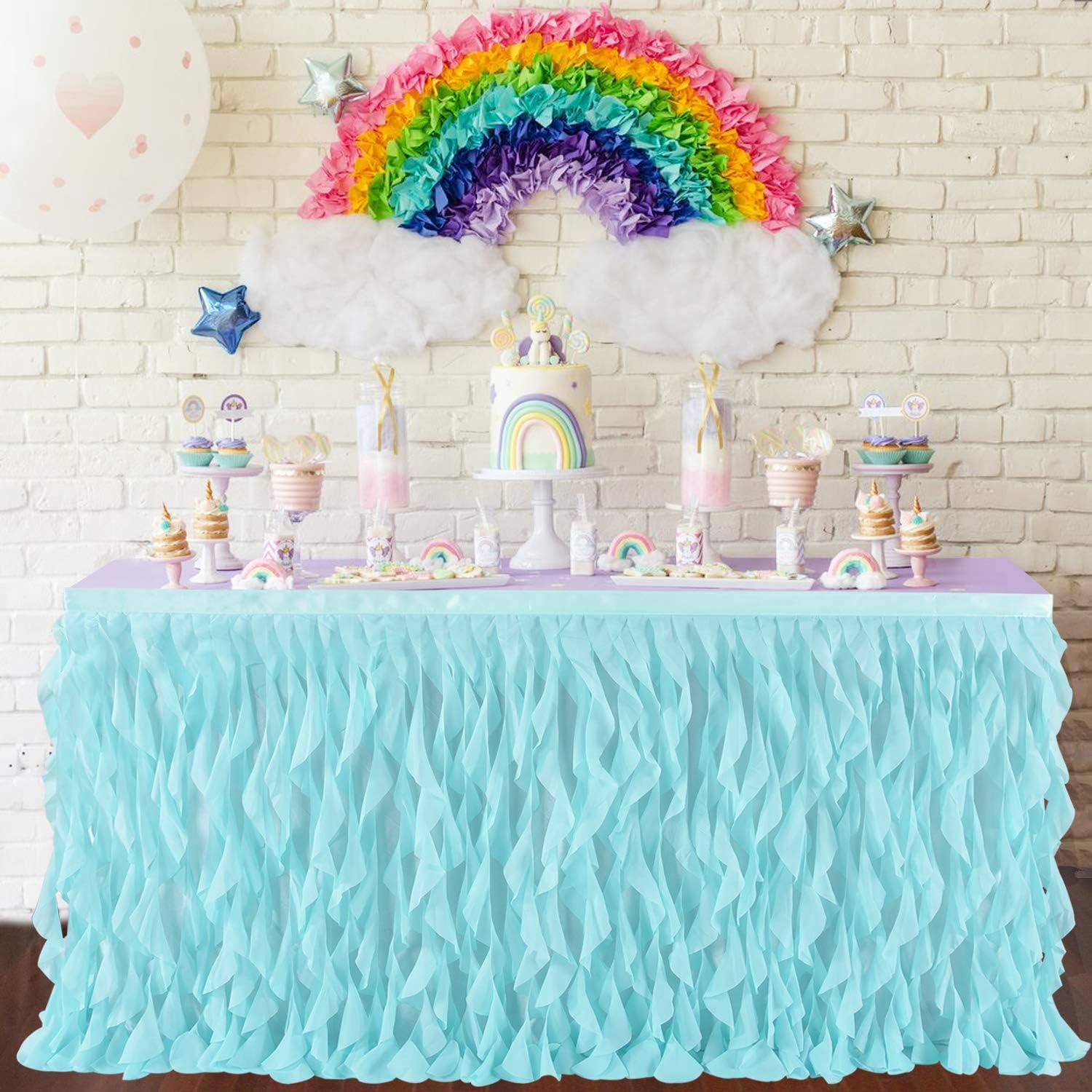 Leegleri 14FT Tutu Table Skirt 14 Foot Tablecloth Mermaid Design