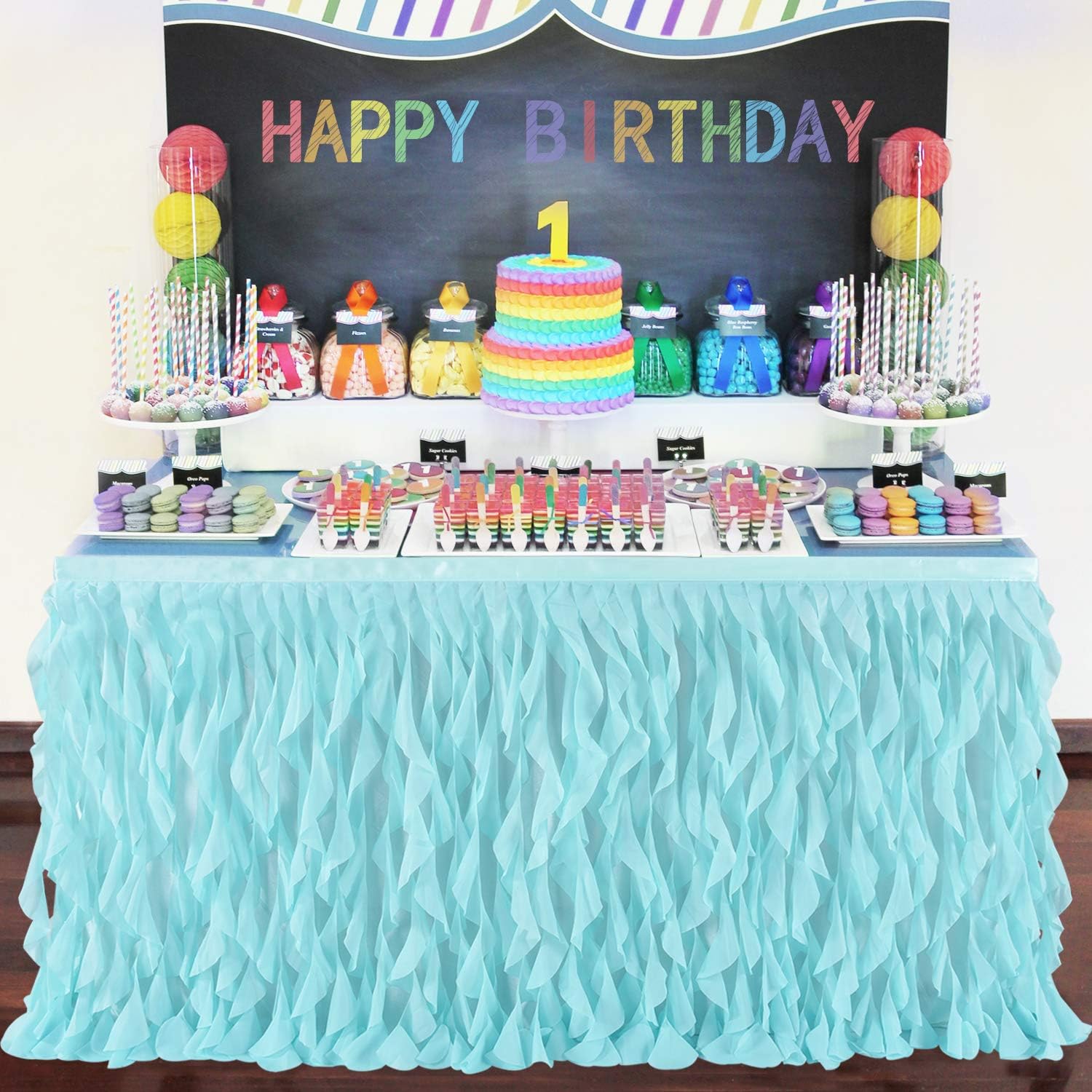 Leegleri 14FT Tutu Table Skirt 14 Foot Tablecloth Mermaid Design
