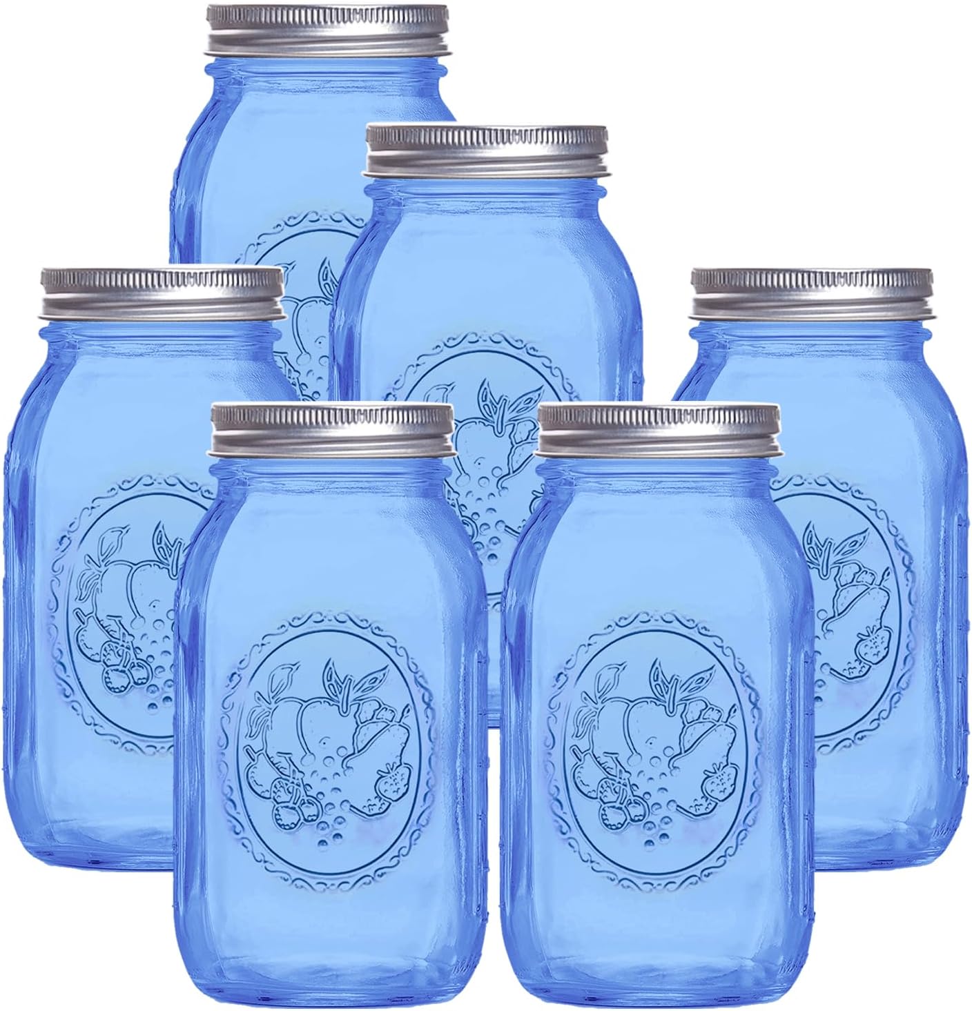 ElegantBlue 6-Piece Mason Jars