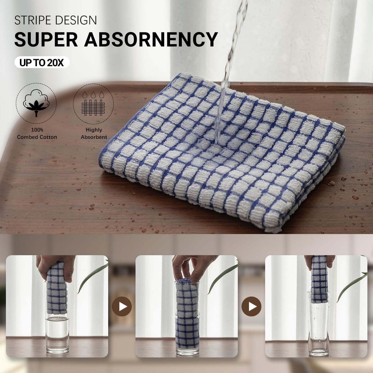 100 Cotton Kitchen Dish Towels 16x25 6Pack