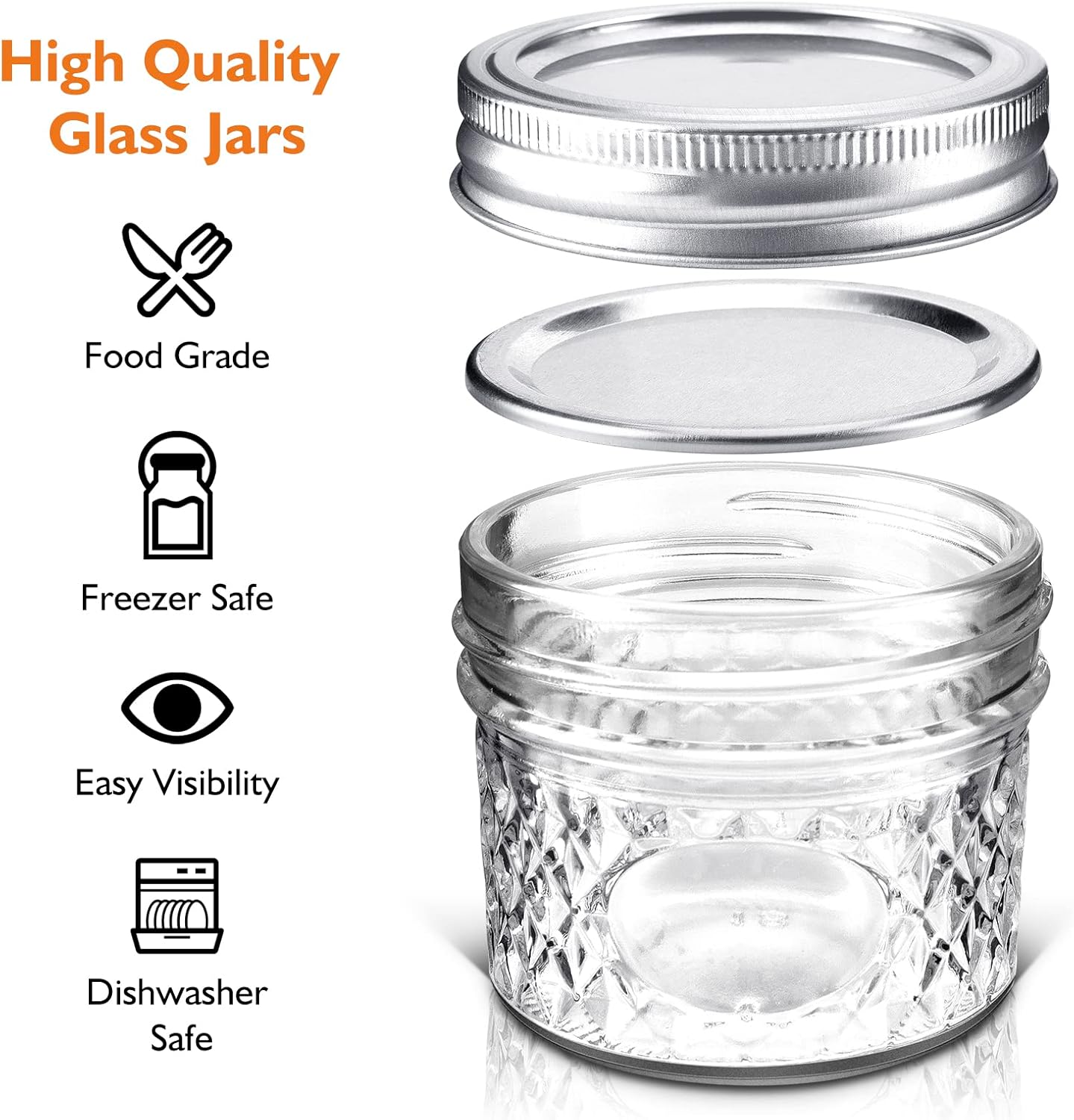 Asika Mini Glass Jars Canning Jars 4 oz With Lids