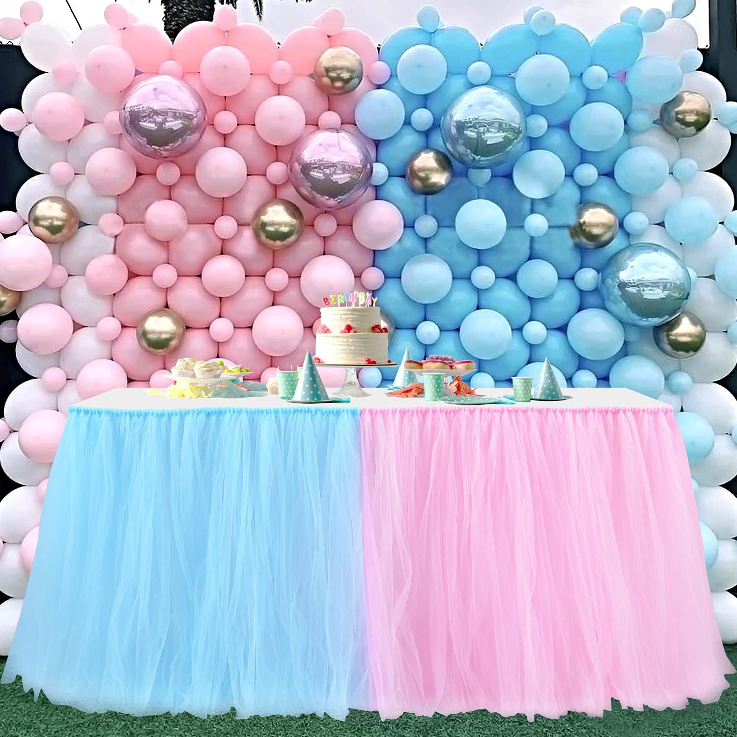 Gogoparty 9FT Tutu Table Skirt for Baby Showers and Party