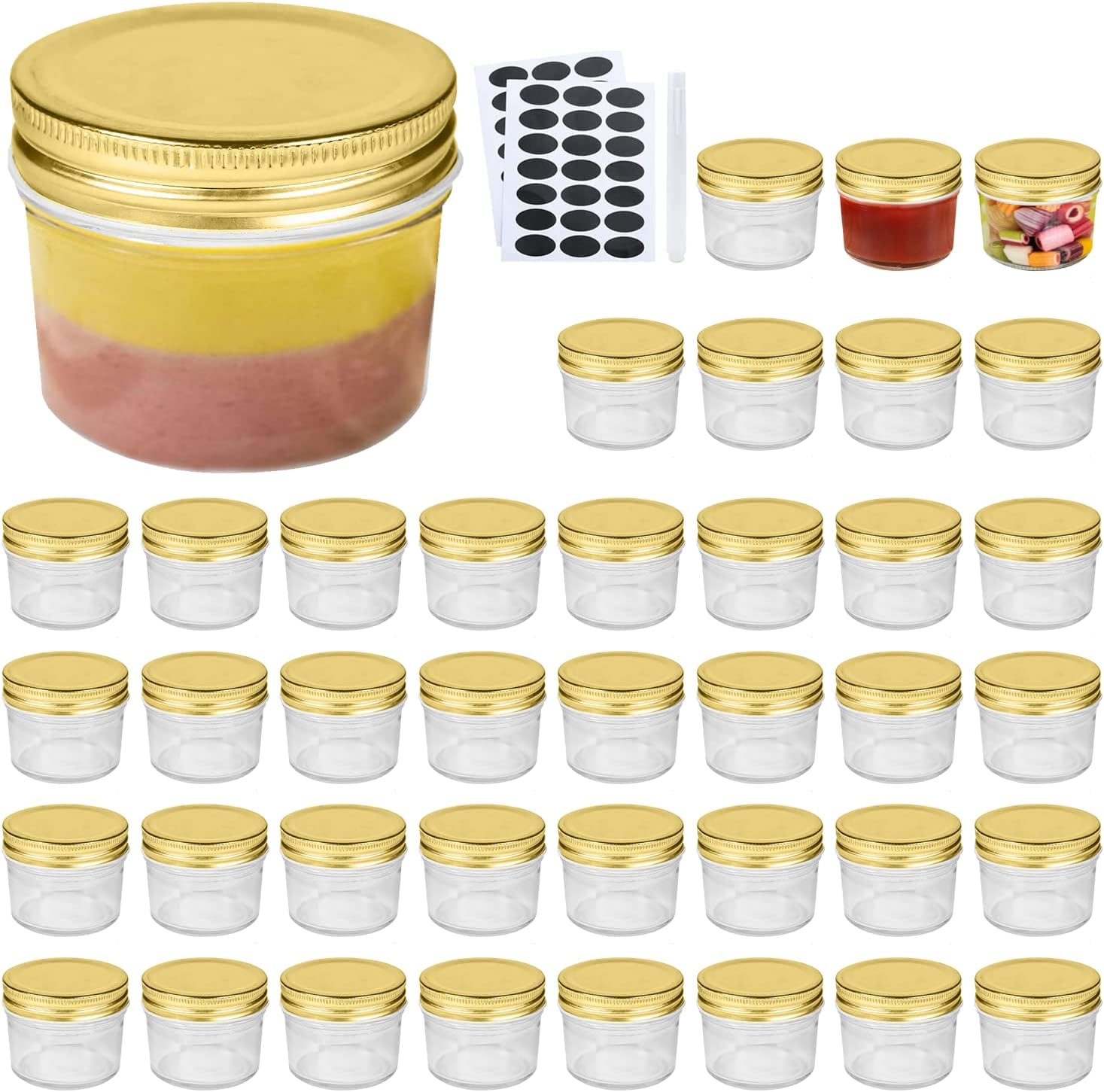 40-Piece Glass Jars Set for Checked Use