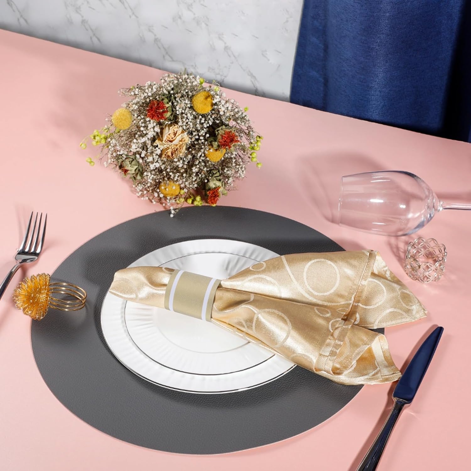 Germiwipe 200PCS Matte Gold Silverware Napkin Rings