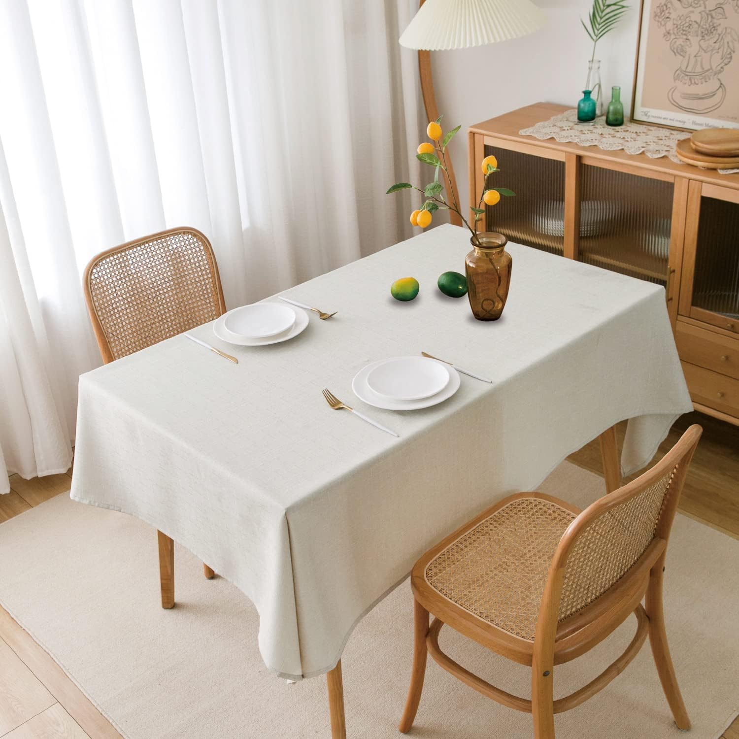 NLMUVW 42x42 inch Water-Resistant Linen Tablecloth